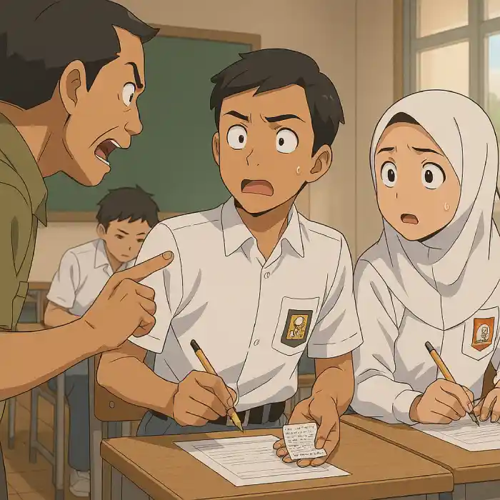 seorang guru memarahi siswa yang ketahuan nyontek pada saat ujian sekolah seorang guru memarahi siswa yang ketahuan nyontek pada saat ujian sekolah